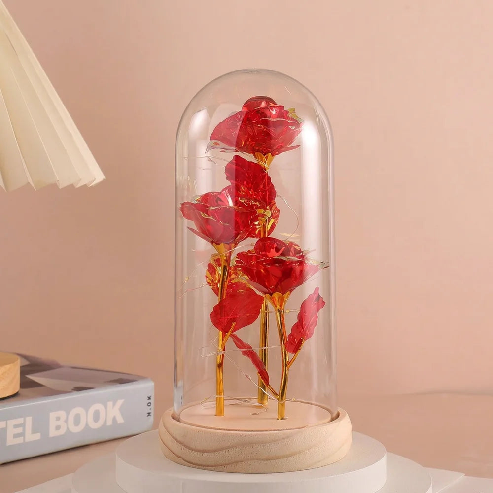 D-Color2 Color Eternal Rose LED Glass Dome Gift – Romantic Light Decor