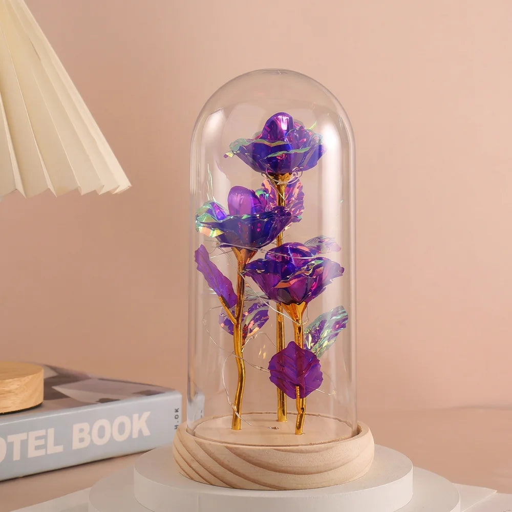 D-Color1 Color Eternal Rose LED Glass Dome Gift – Romantic Light Decor