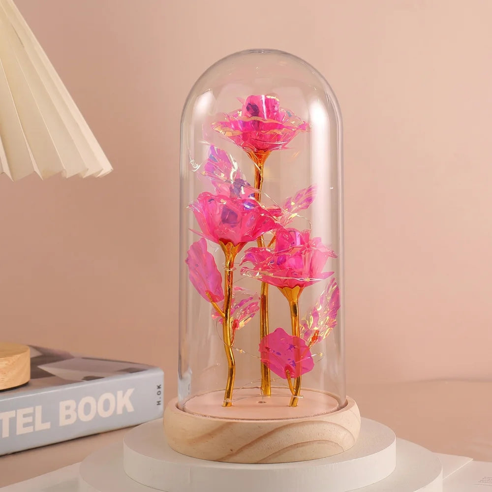 D-Color4 Color Eternal Rose LED Glass Dome Gift – Romantic Light Decor